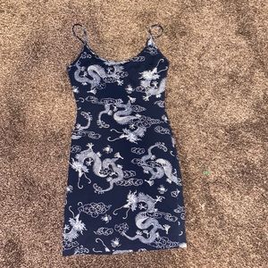 Dark Blue White Dragon Dress